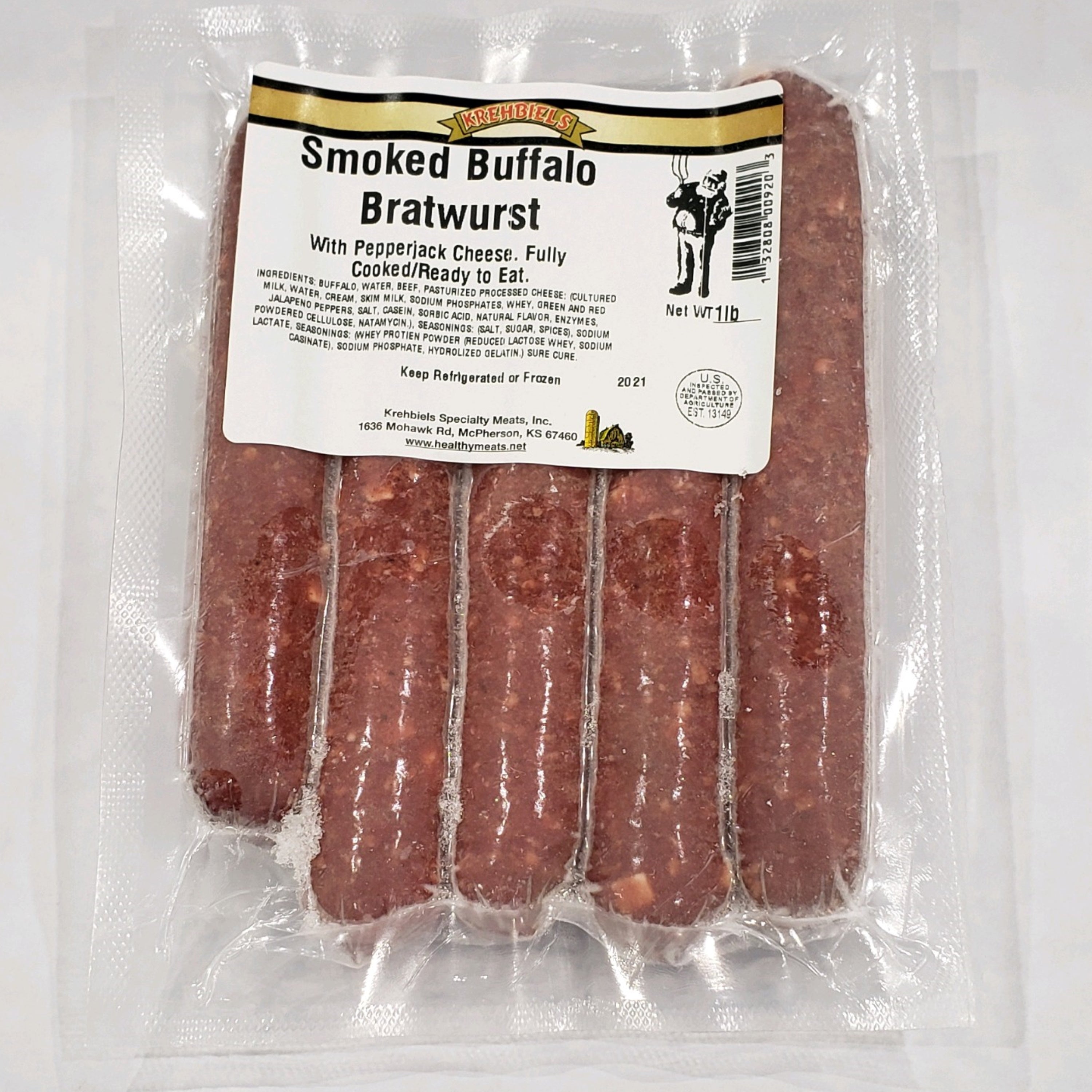 Smoked Buffalo Bratwurst (With Pepper Jack Cheese) (1 lb.) image 0