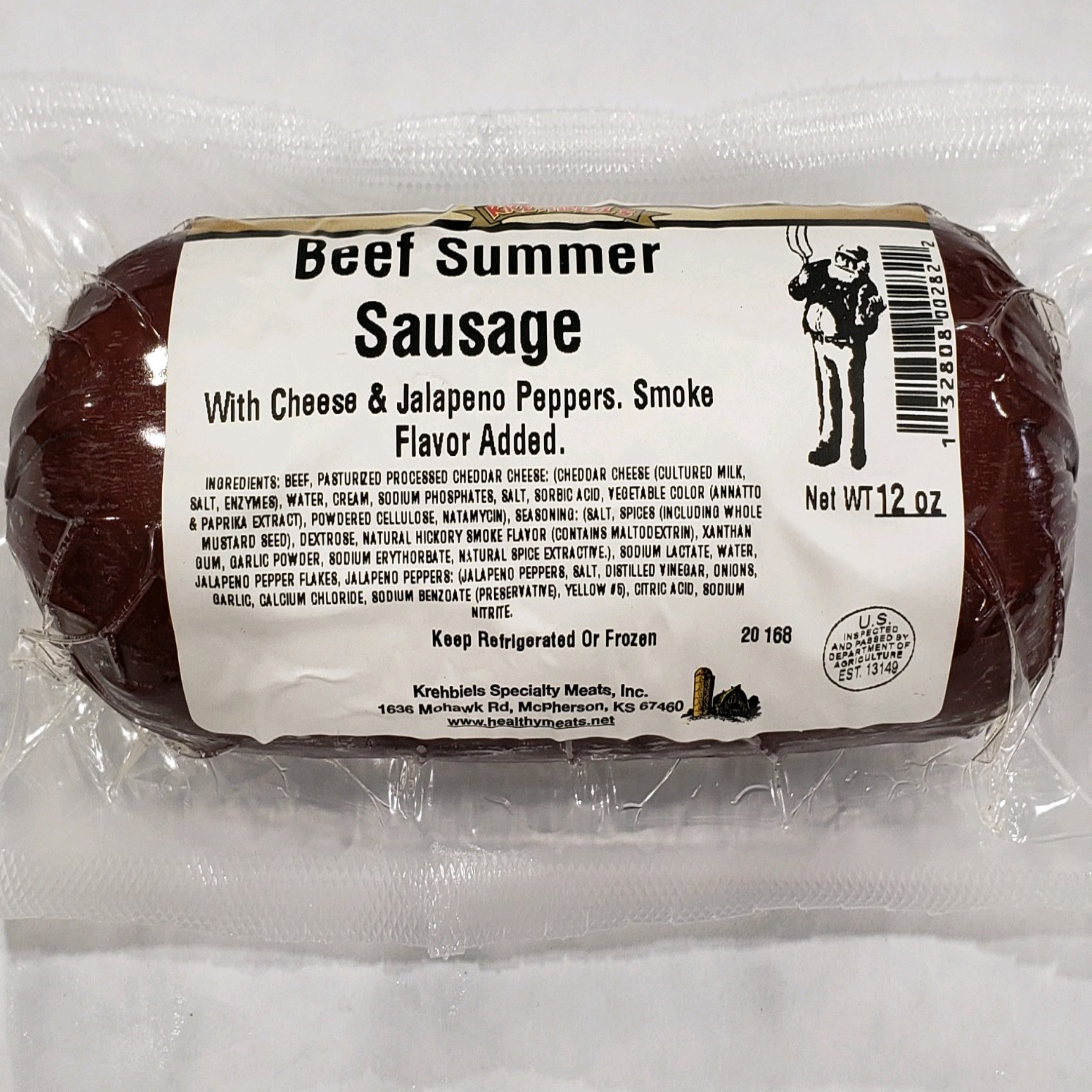 Beef Summer Sausage With Cheese & Jalapeno Peppers-Keep Refrigerated-12 Oz. image 0